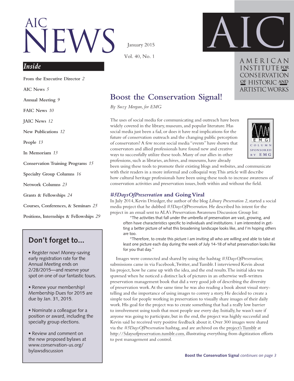 Boost the Conservation Signal! by Suzy Morgan, for EMG FAIC News 10