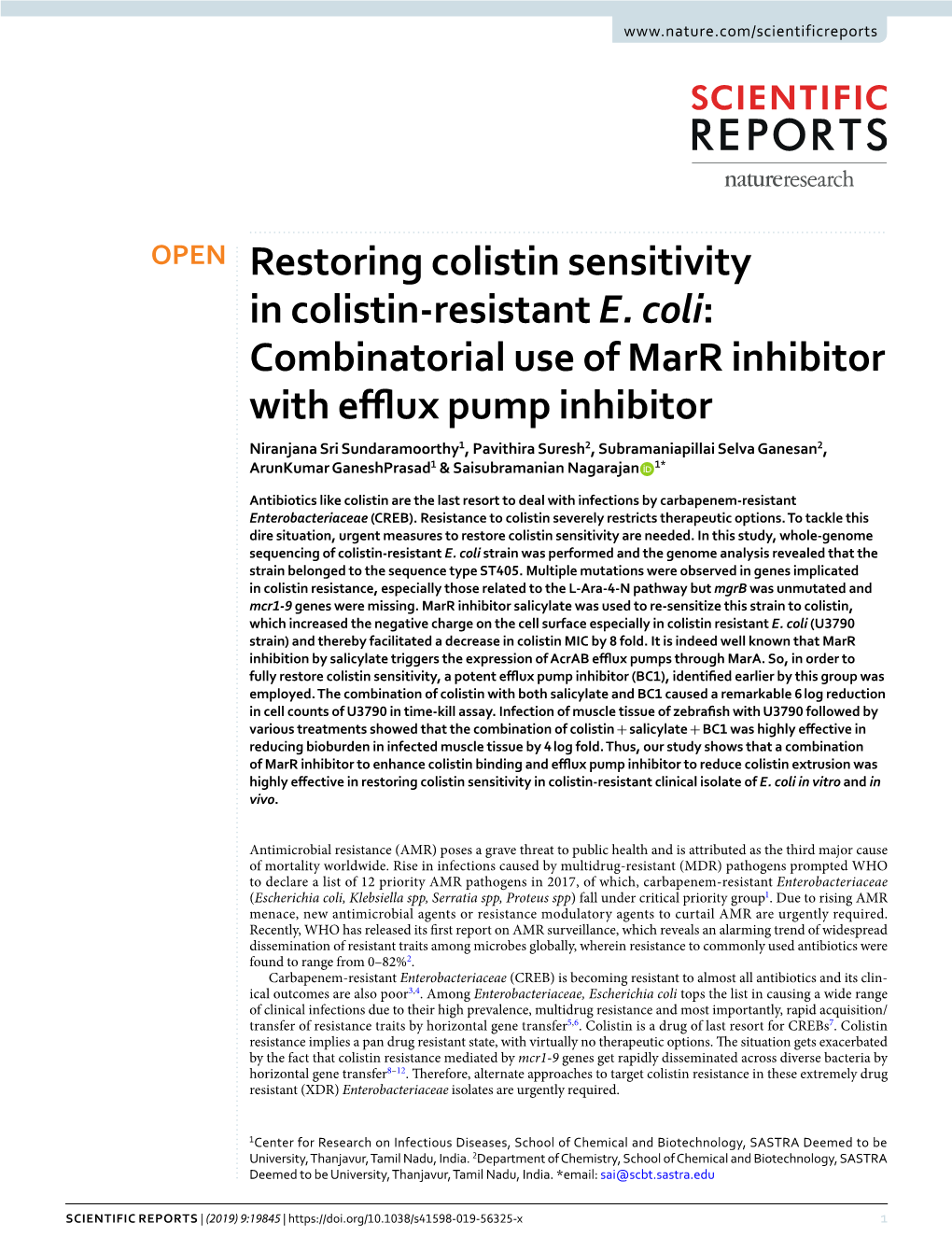 Combinatorial Use of Marr Inhibitor with Efflux Pump Inhibitor