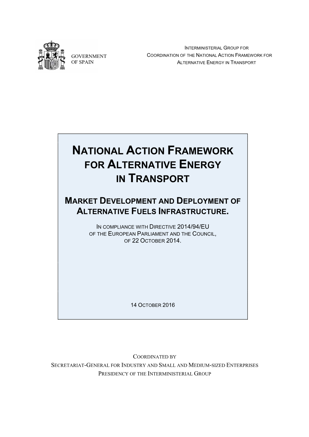 Spanish National Action Framework for Alternative Energy in Transport