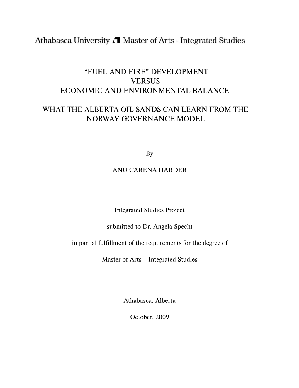 What the Alberta Oil Sands Can Learn from the Norway Governance Model