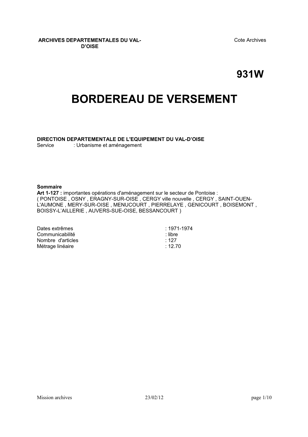 DDE Du Val-D'oise : Importantes Opérations D'aménagement Sur Le
