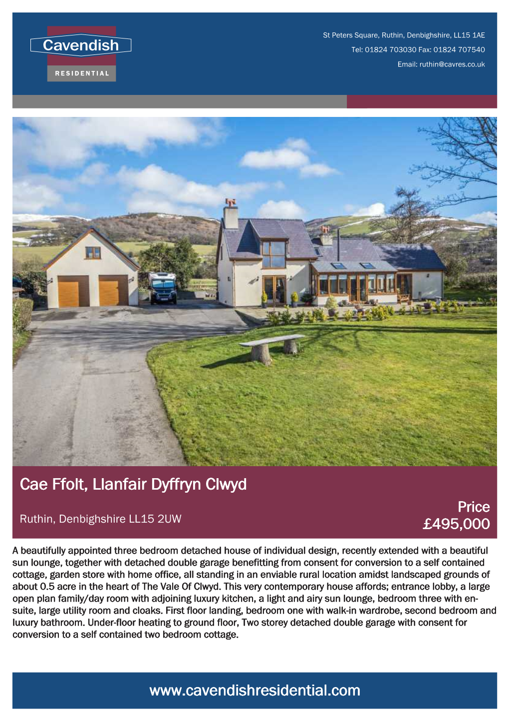 Cae Ffolt, Llanfair Dyffryn Clwyd Price Ruthin, Denbighshire LL15 2UW £495,000