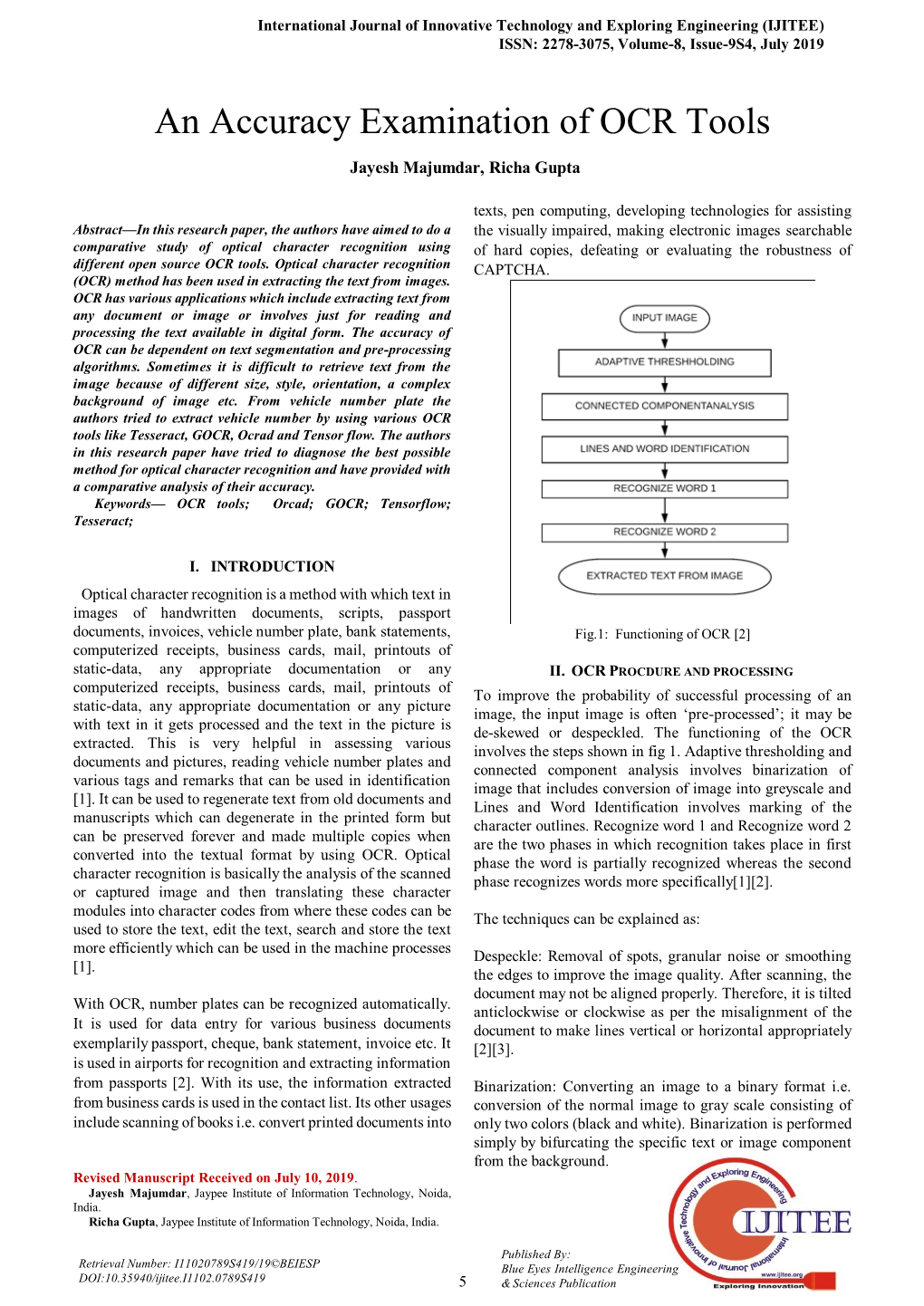 An Accuracy Examination of OCR Tools