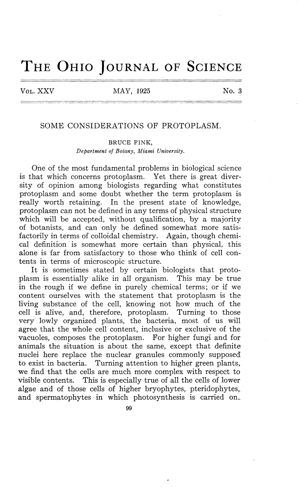 Some Considerations of Protoplasm