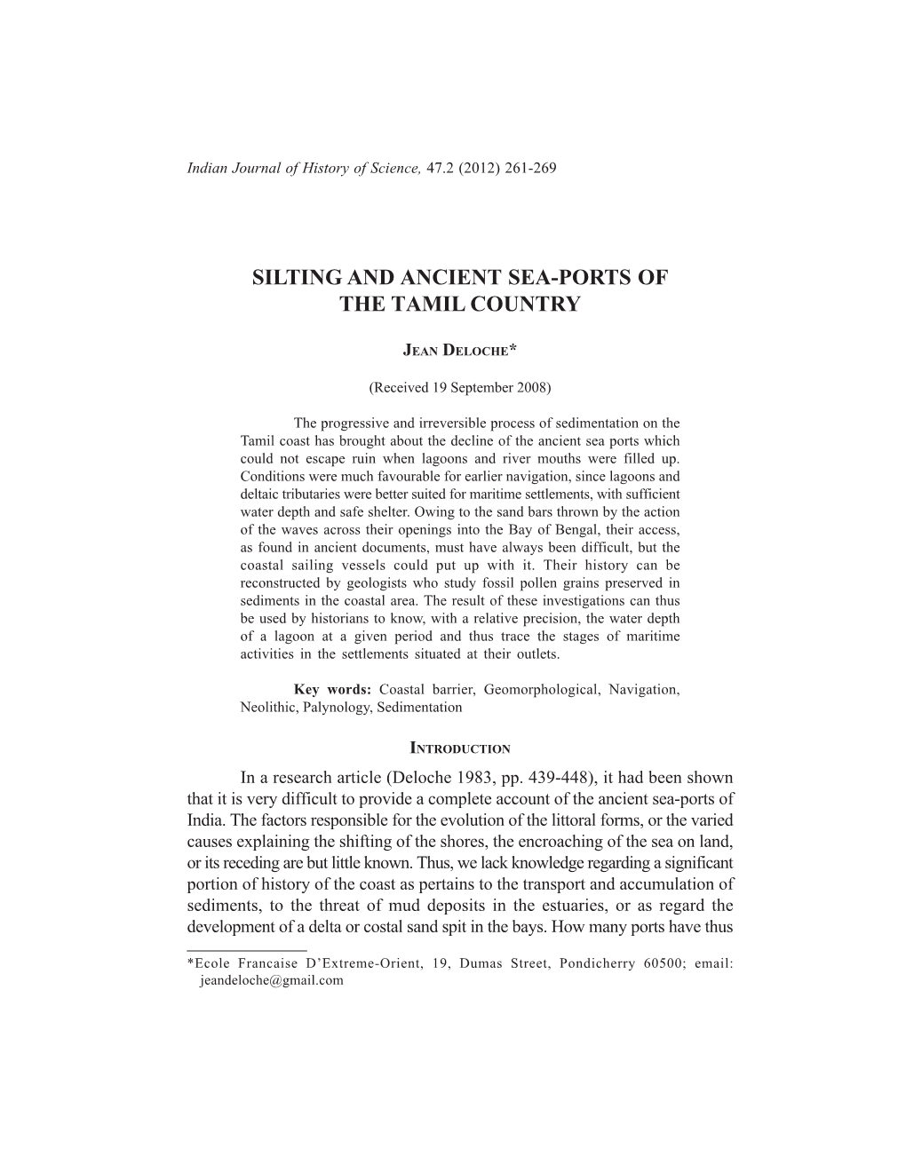 Silting and Ancient Sea-Ports of the Tamil Country