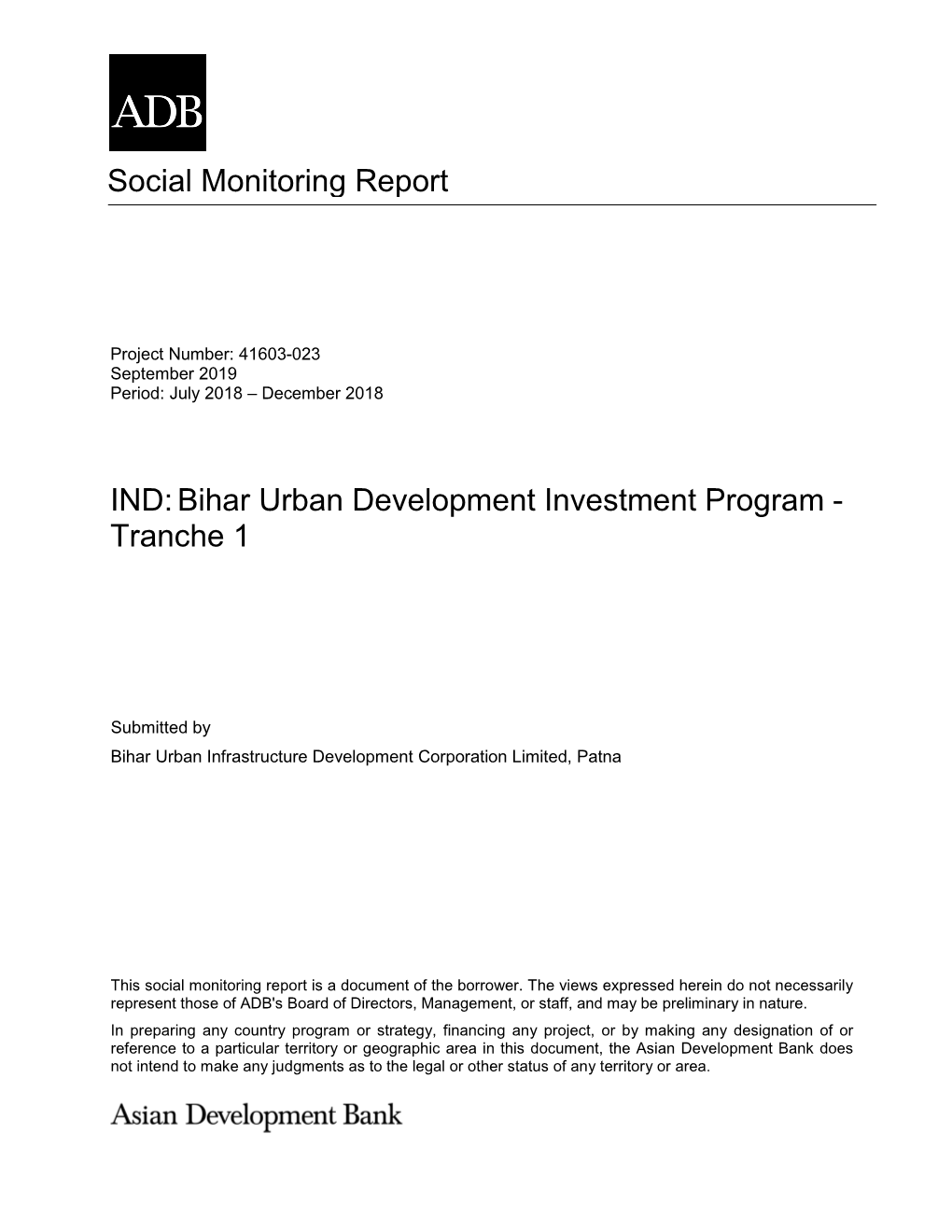 41603-023: Bihar Urban Development