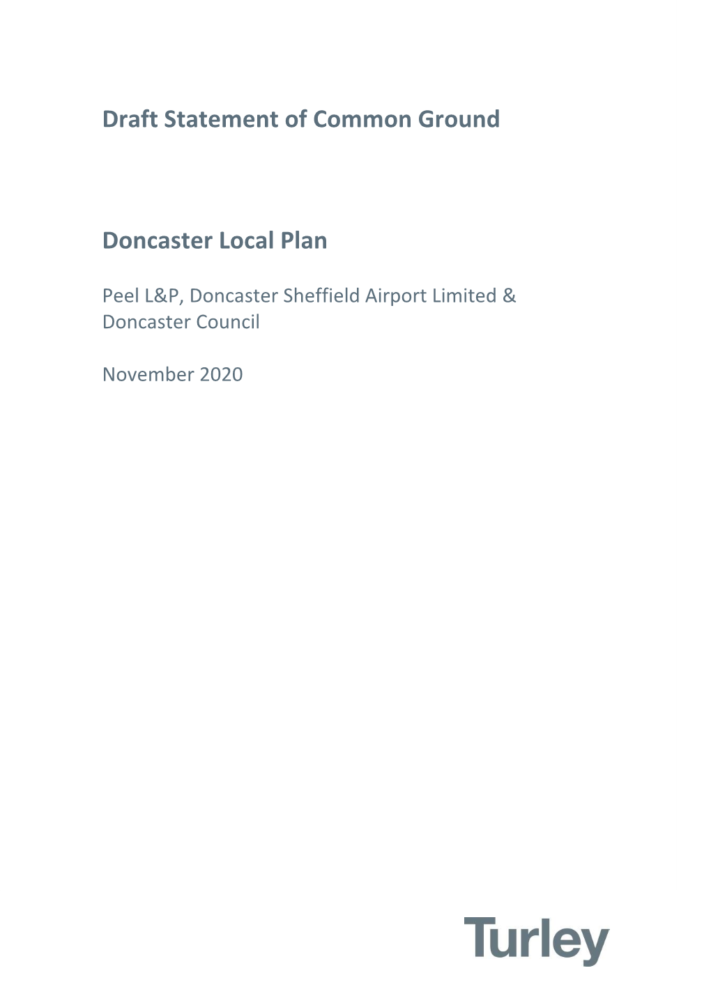 Draft Statement of Common Ground Doncaster Local Plan