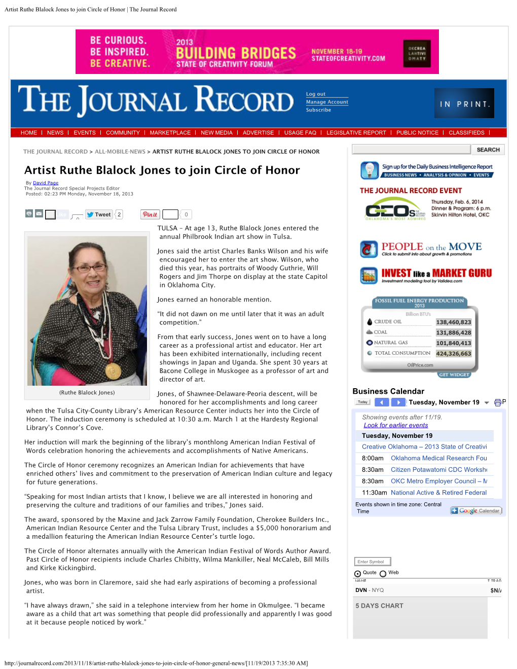 Artist Ruthe Blalock Jones to Join Circle of Honor | the Journal Record