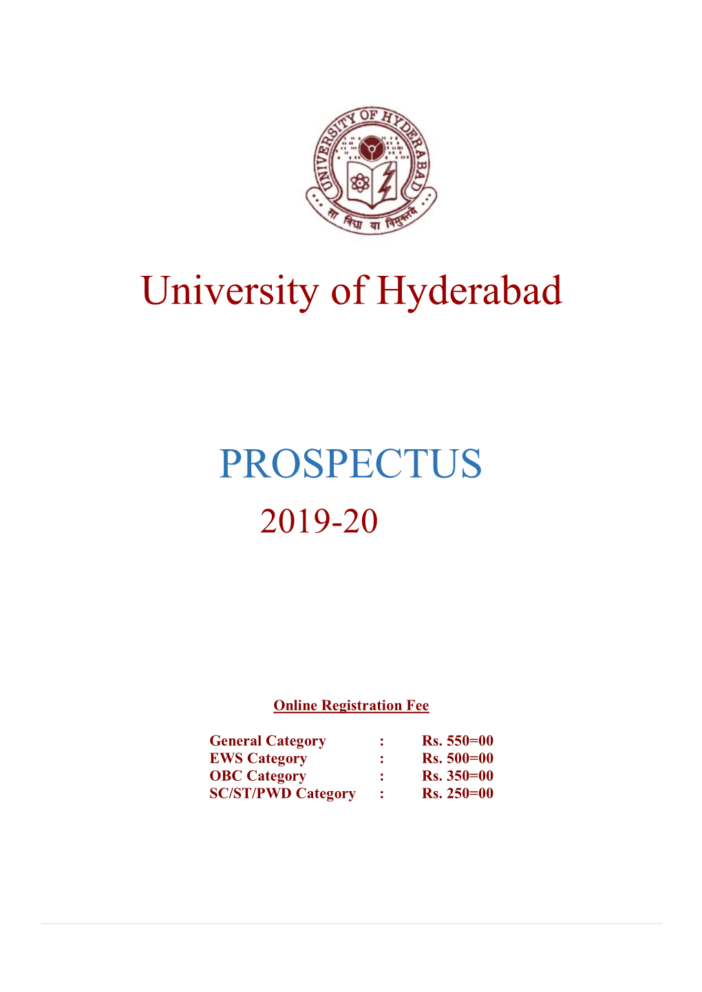 University of Hyderabad PROSPECTUS