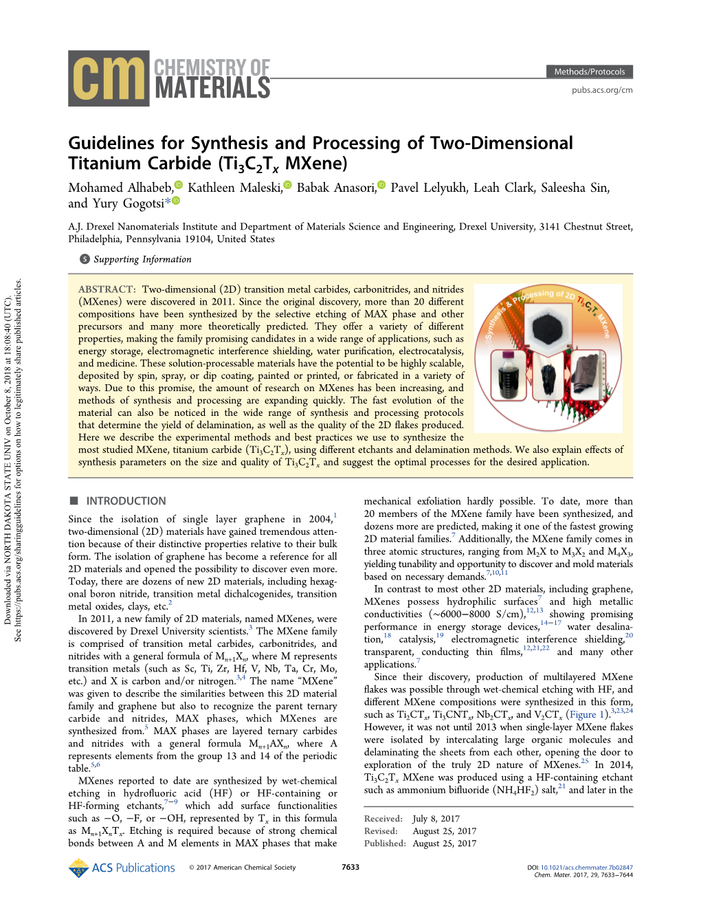 Guidelines for Synthesis and Processing of Two-Dimensional