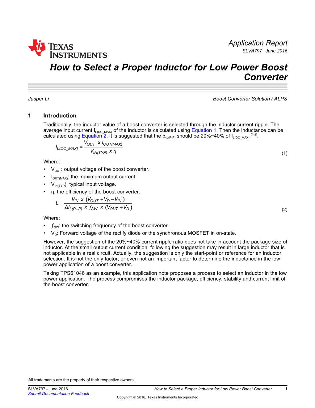 How to Select a Proper Inductor for Low Power Boost Converter