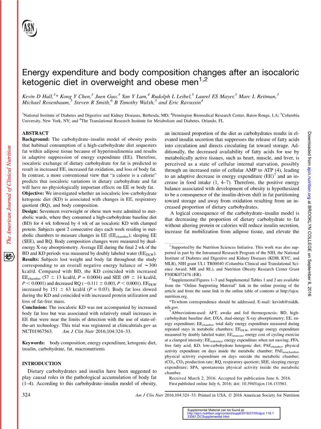 Energy Expenditure and Body Composition Changes After an Isocaloric Ketogenic Diet in Overweight and Obese Men1,2