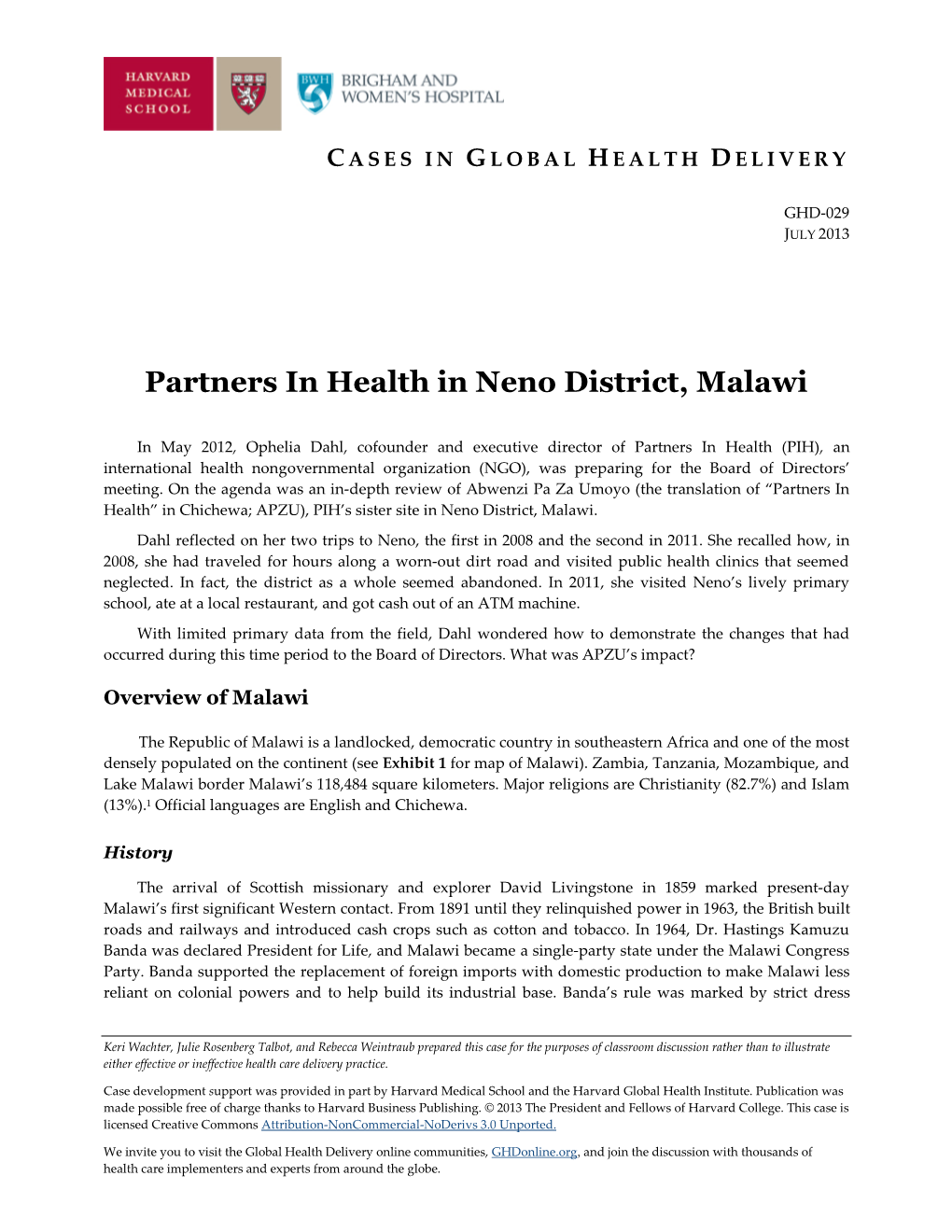 Partners in Health in Neno District, Malawi
