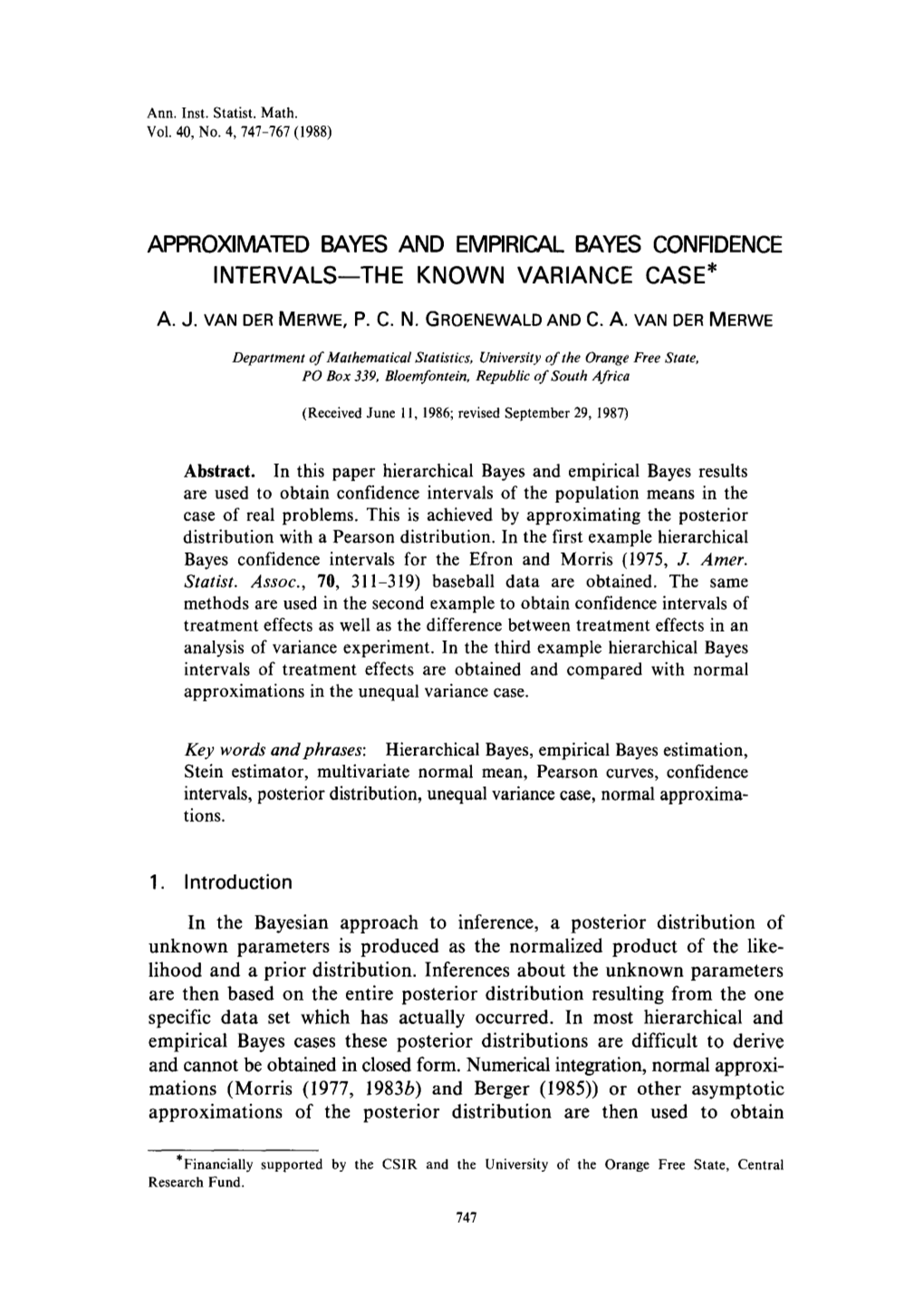 Approximated Bayes and Empirical Bayes Confidence Intervals—