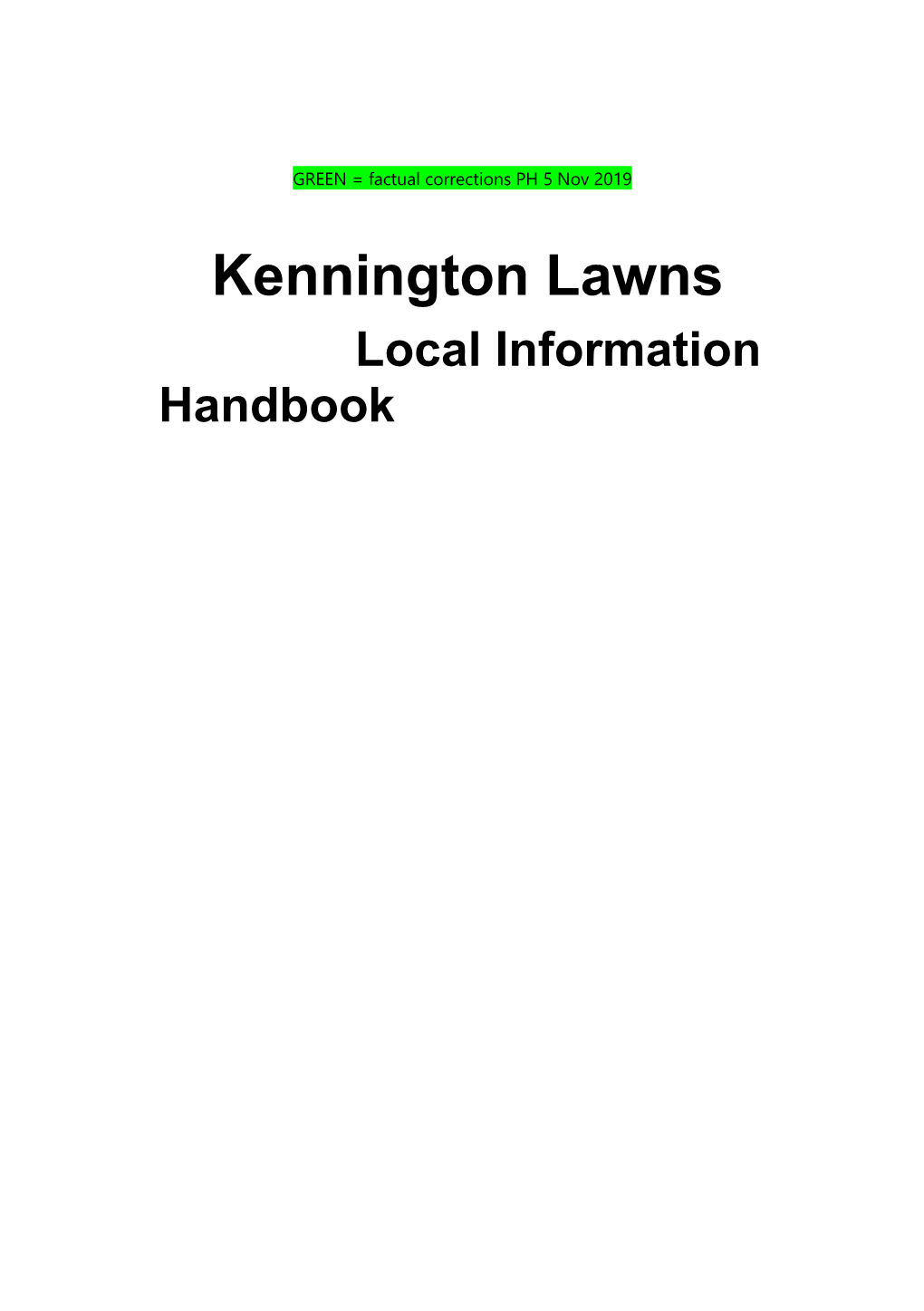 Kennington Lawns Local Information Handbook