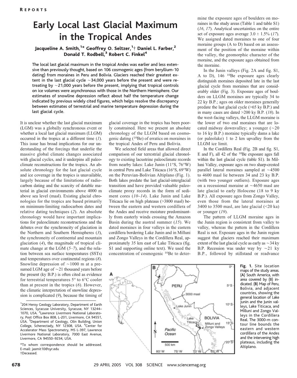 Early Local Last Glacial Maximum in the Tropical Andes