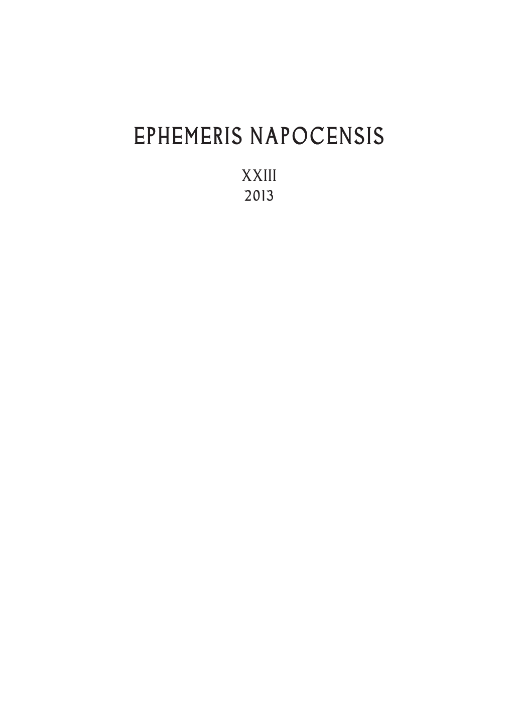 Ephemeris Napocensis