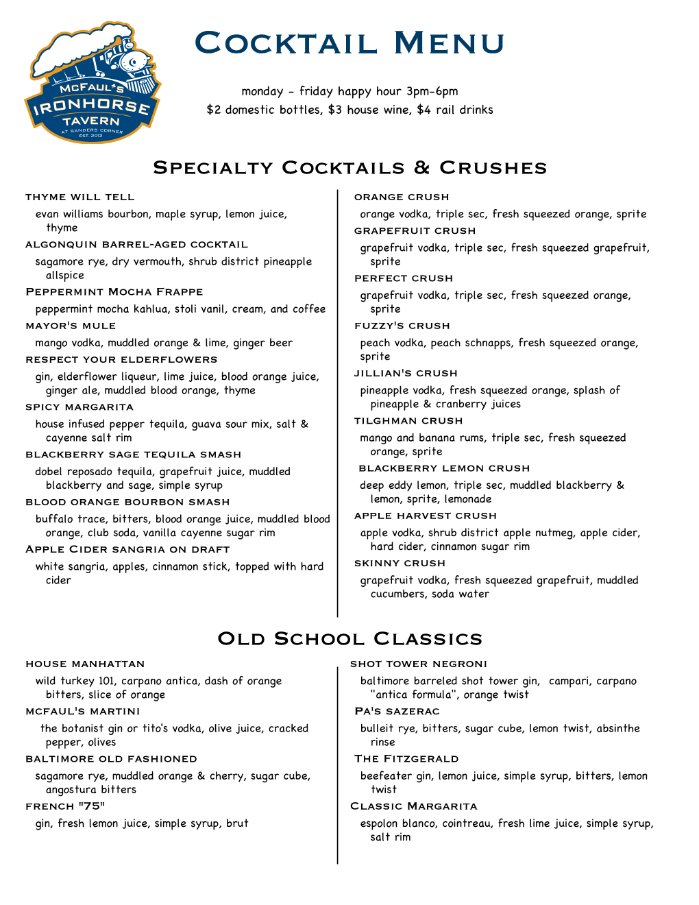 Cocktail Menu