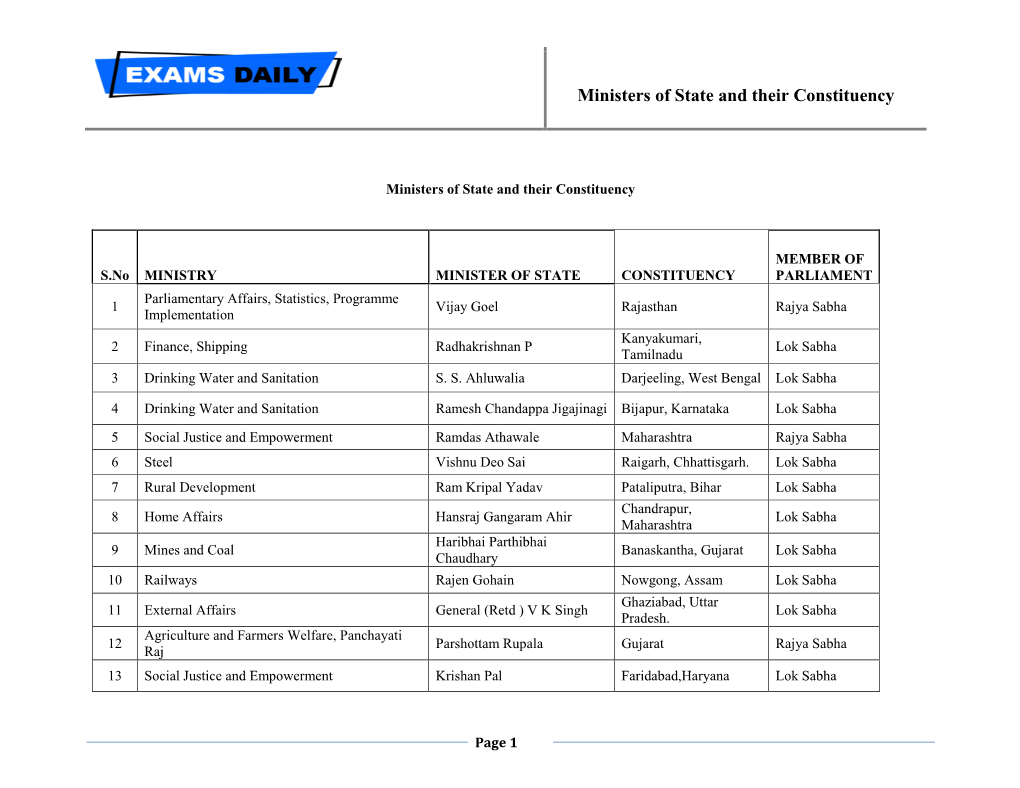 Ministers of State and Their Constituency