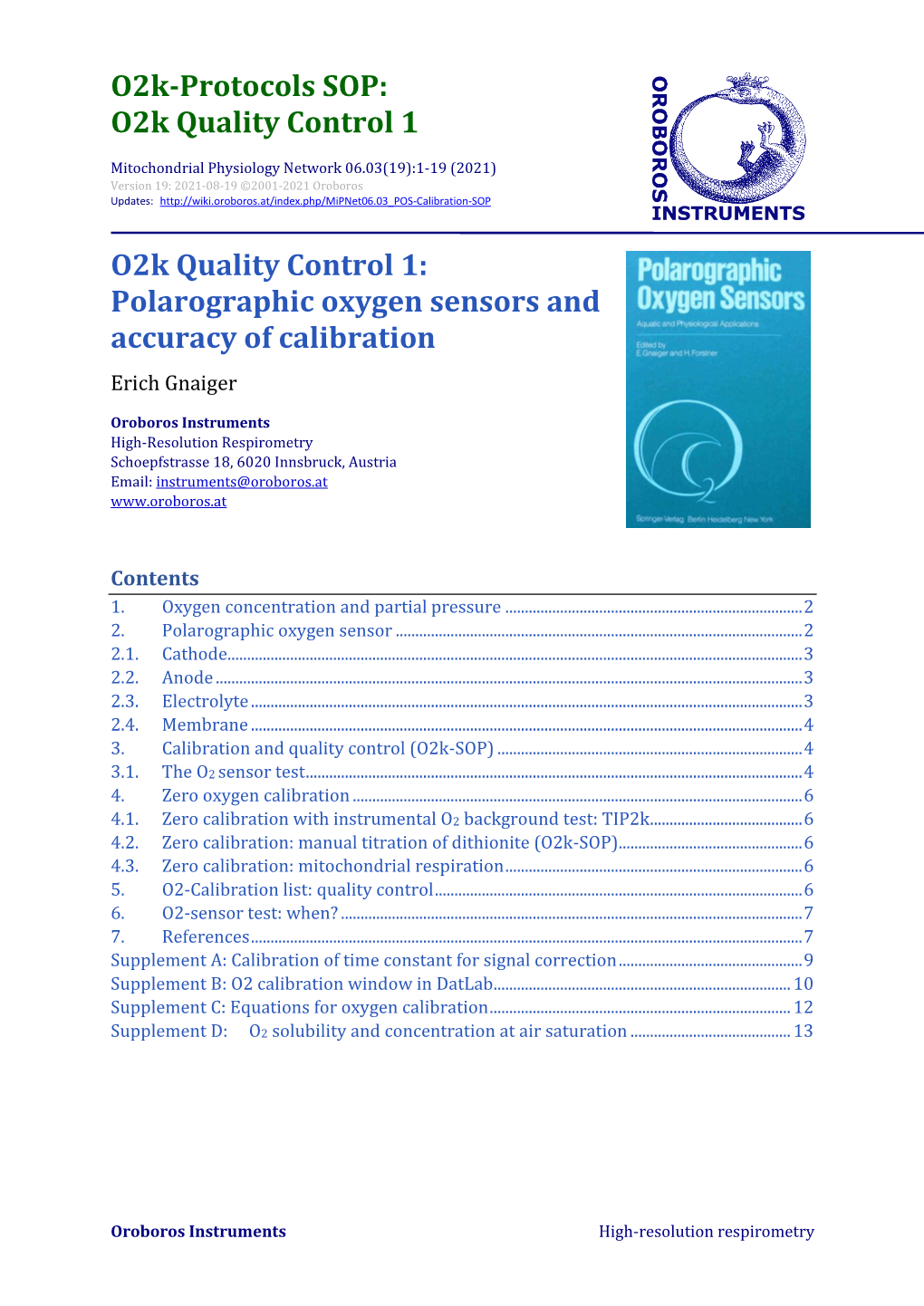 O2k-Protocols SOP: O2k Quality Control 1