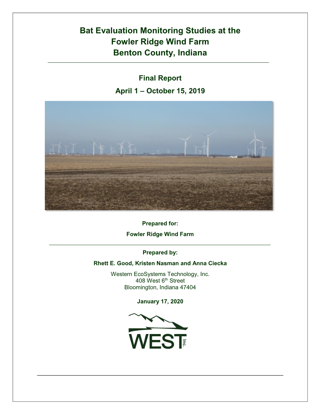 2017 Fowler Ridge Wind Farm