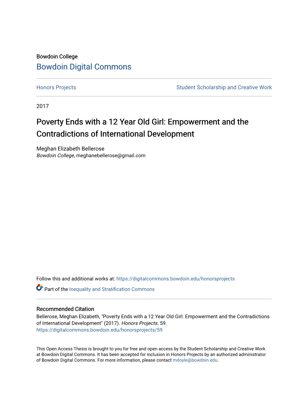 Poverty Ends with a 12 Year Old Girl: Empowerment and the Contradictions of International Development