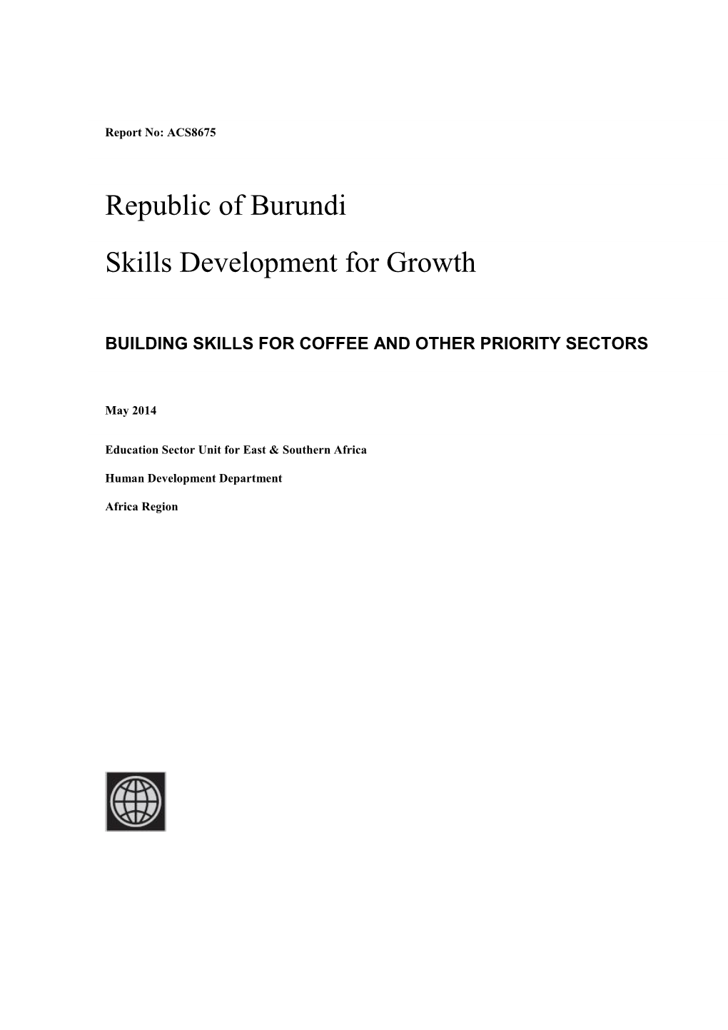 Republic of Burundi Skills Development for Growth