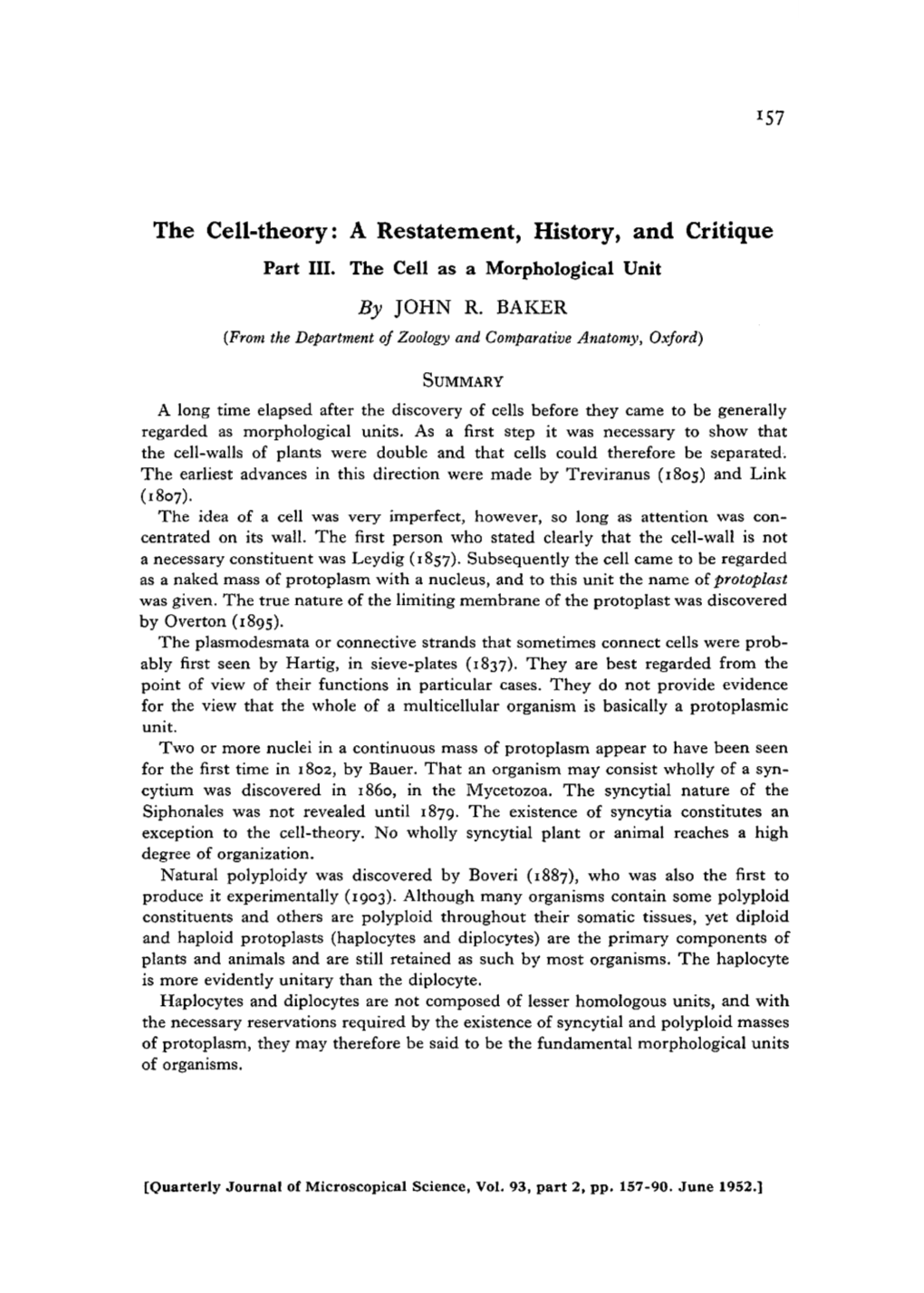 The Cell-Theory: a Restatement, History, and Critique Part III