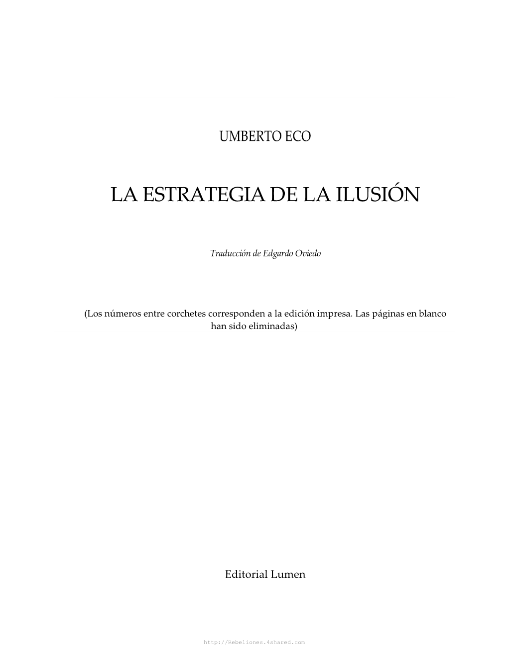 La Estrategia De La Ilusión -Umberto