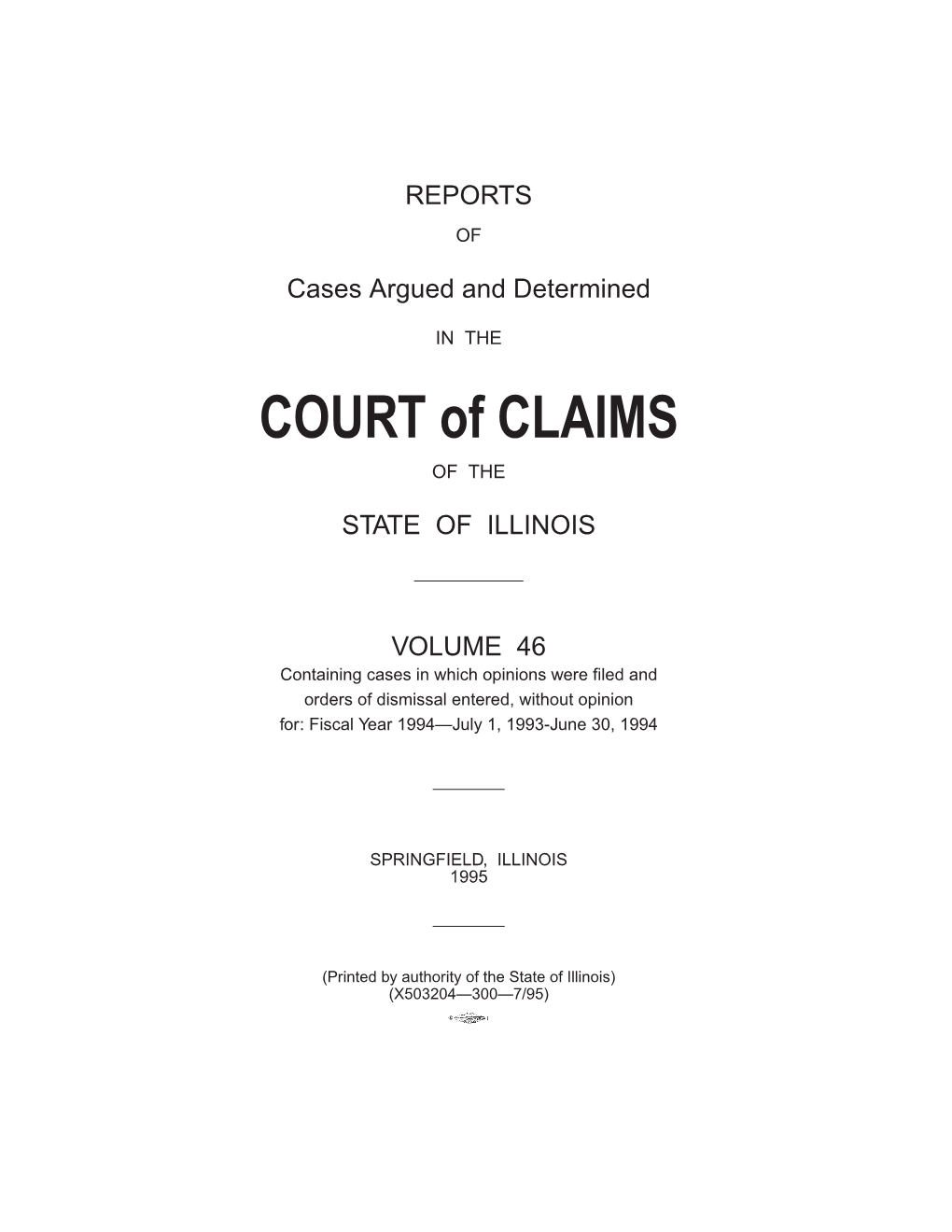 COURT of CLAIMS of THE