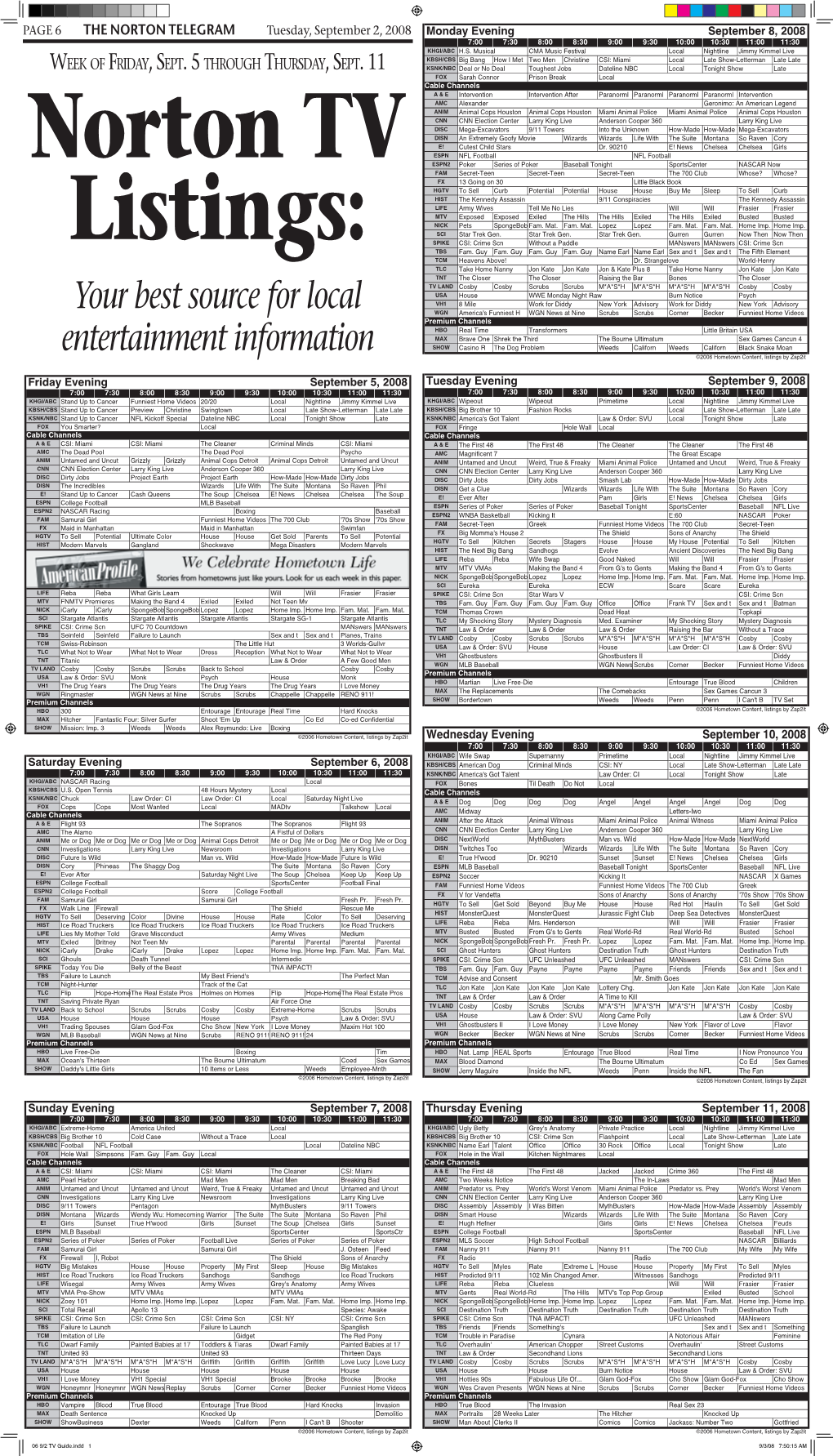 06 9/2 TV Guide.Indd 1 9/3/08 7:50:15 AM