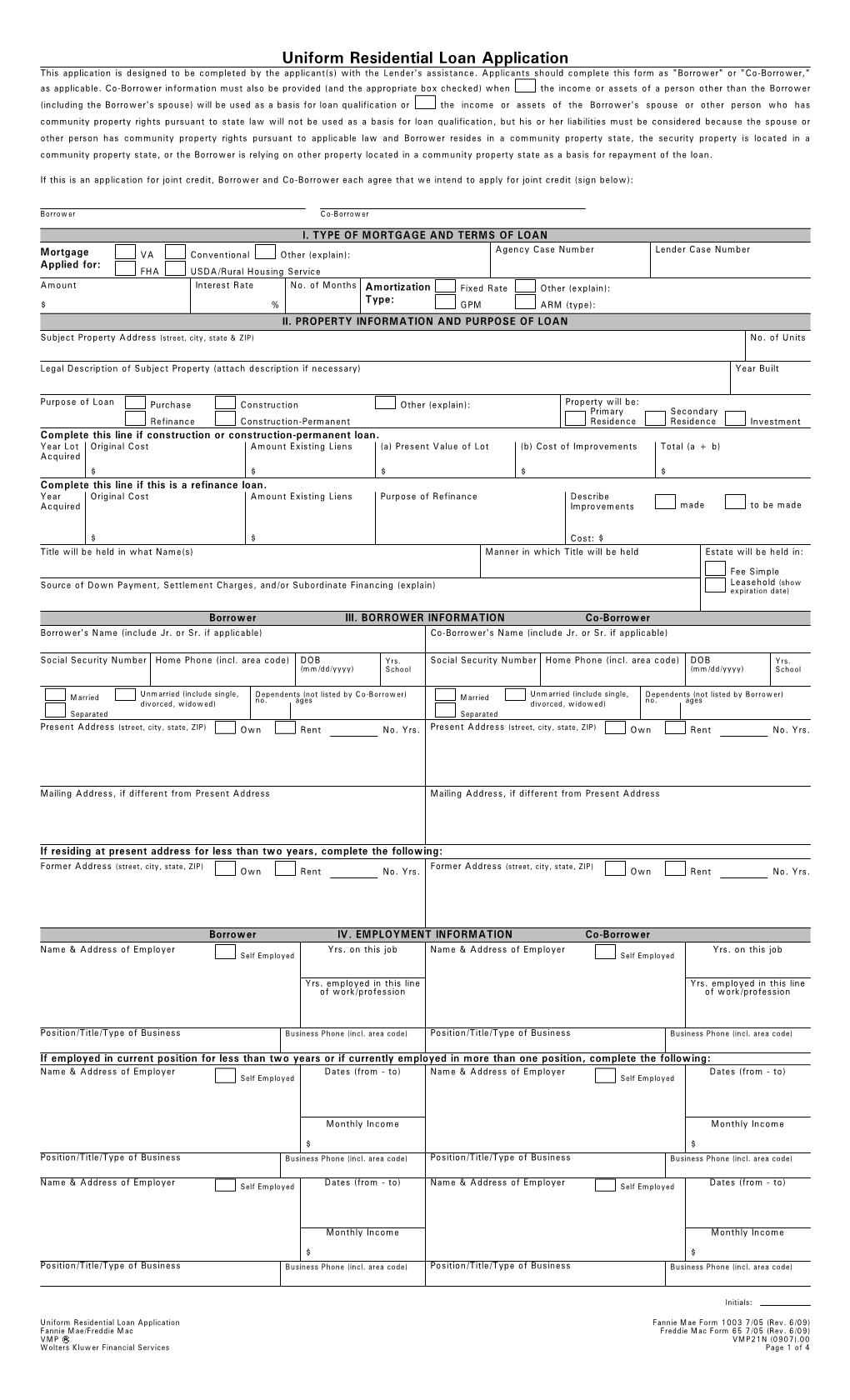 Sample Mortgage Application (PDF)