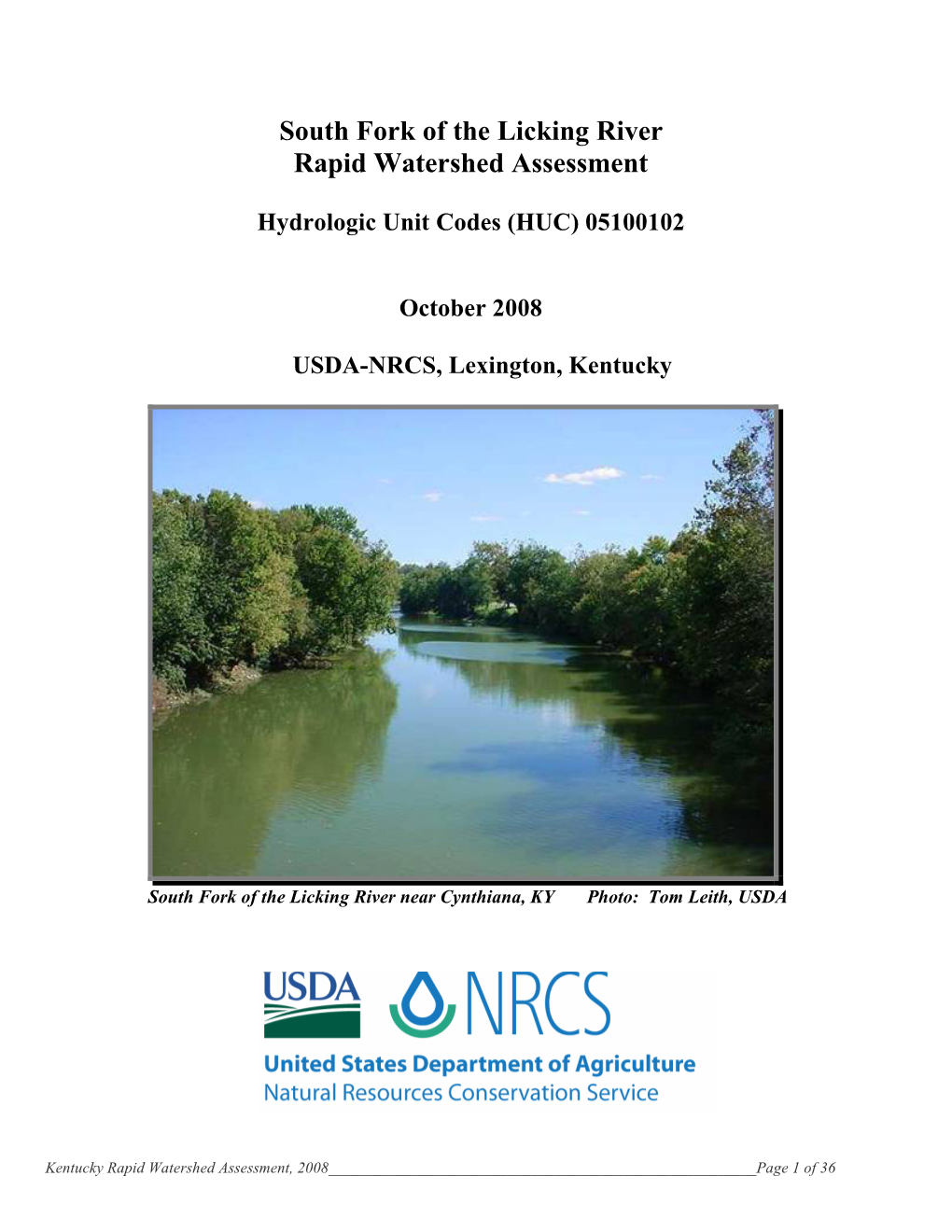 South Fork of the Licking River Rapid Watershed Assessment