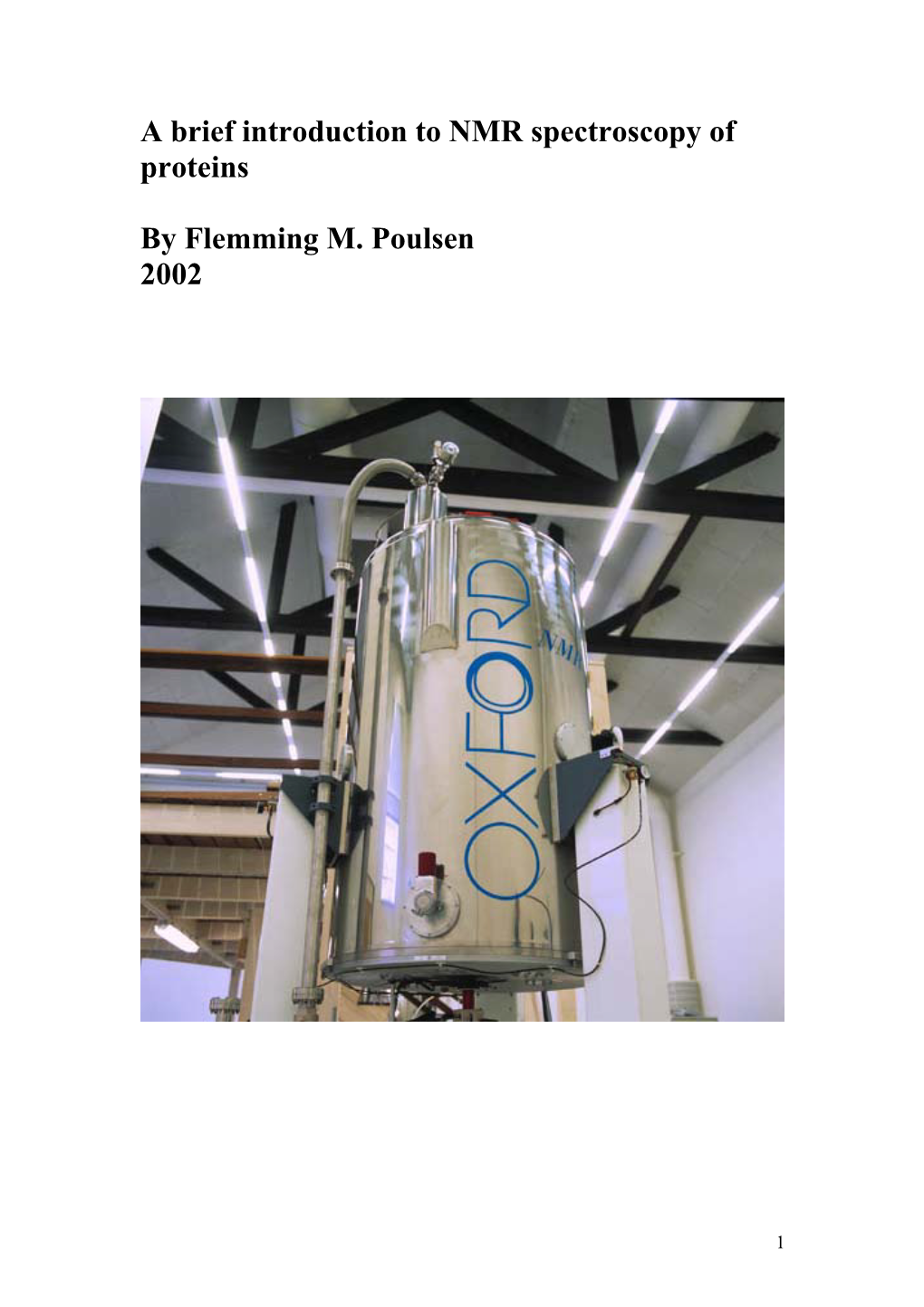 Introduction to NMR Spectroscopy of Proteins