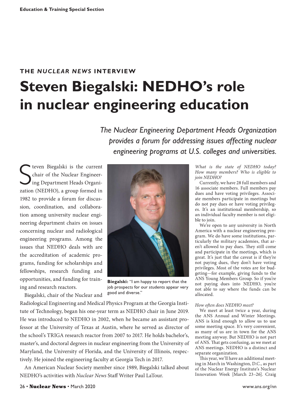 Steven Biegalski: NEDHO's Role in Nuclear