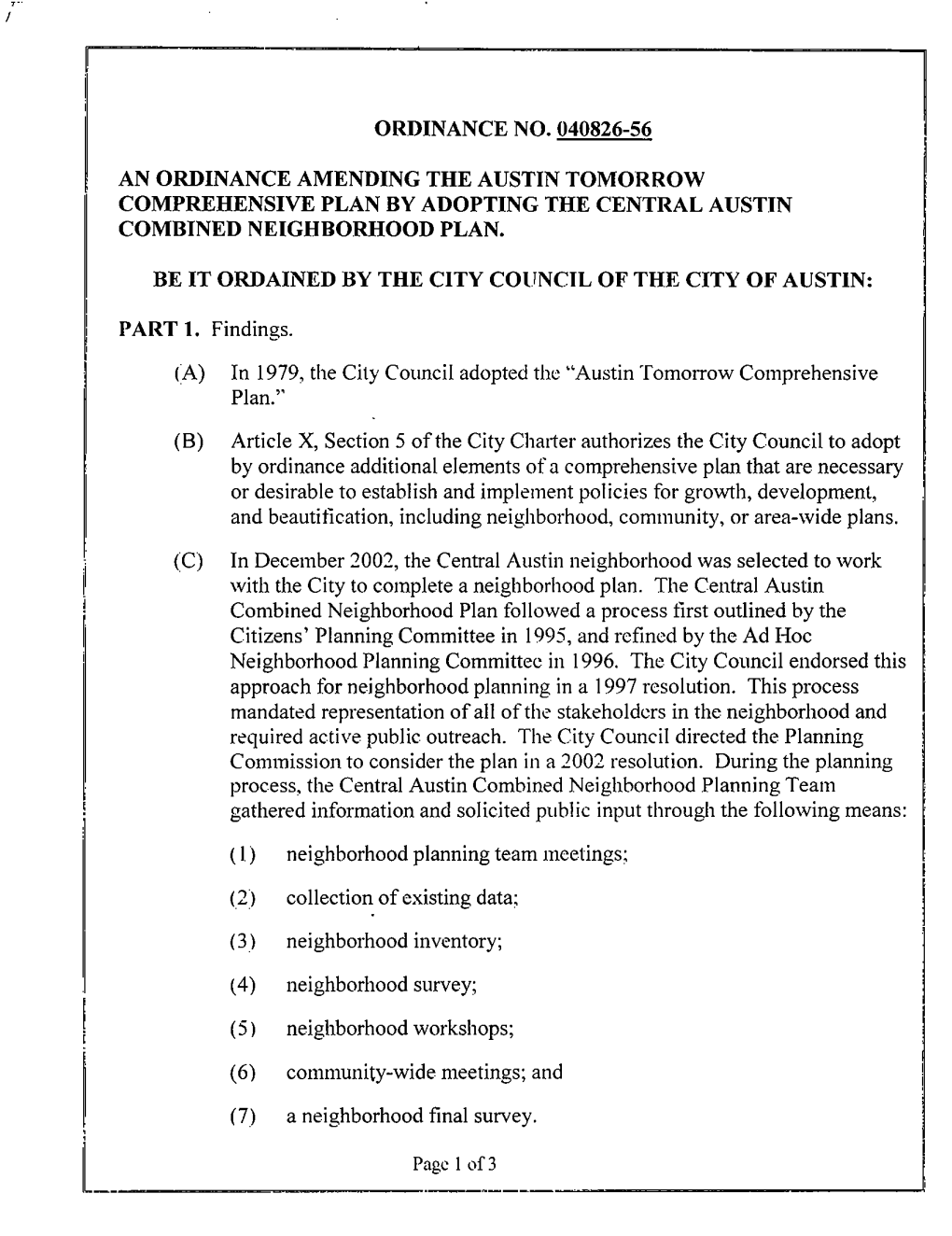 The Central Austin Combined Neighborhood Plan