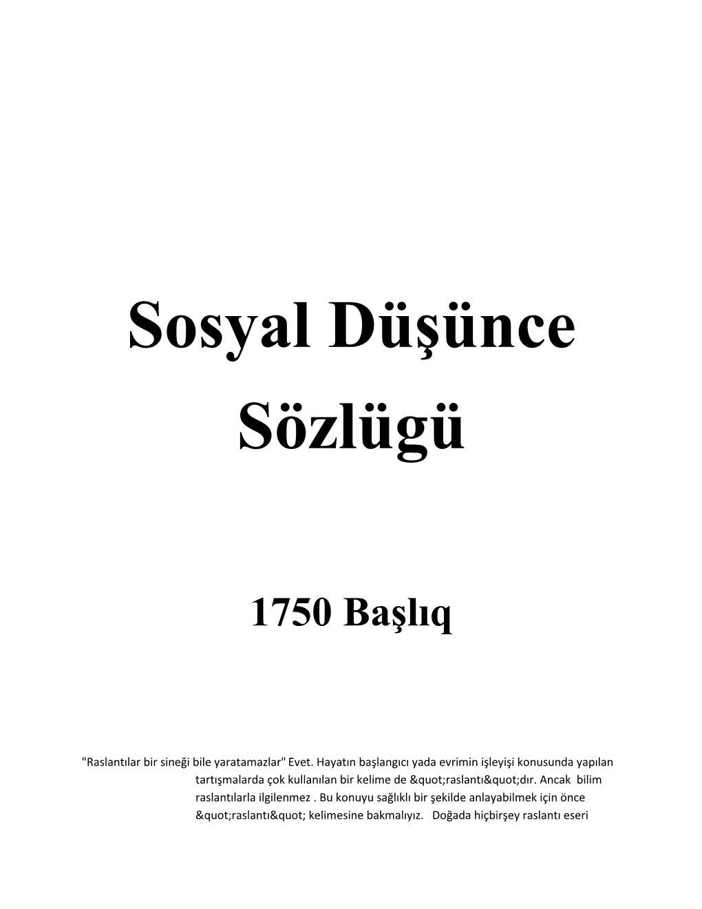 Sosyal Düşünce Sözlügü