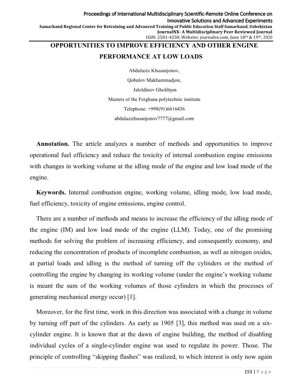 Opportunities to Improve Efficiency and Other Engine Performance at Low Loads