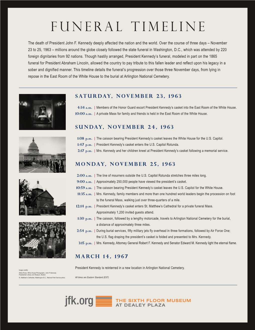 John F. Kennedy Funeral Timeline