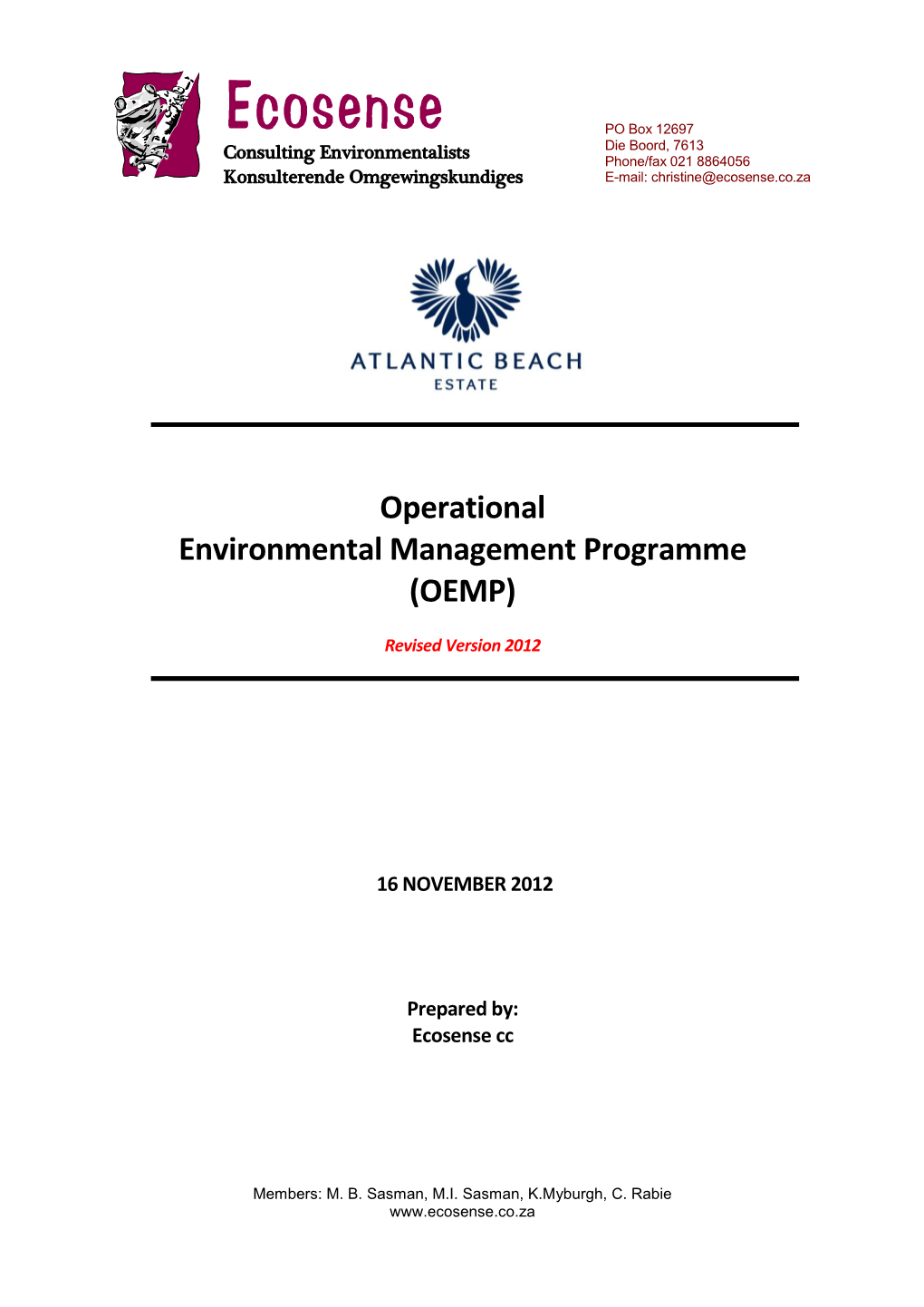 Operational Environmental Management Programme (OEMP)
