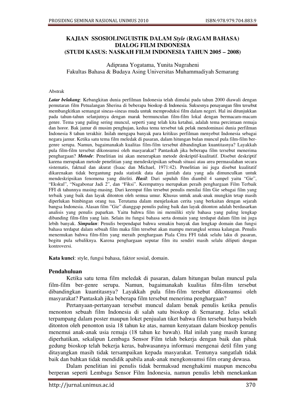 Prosiding Seminar Nasional Unimus 2010 Isbn:978.979.704.883.9