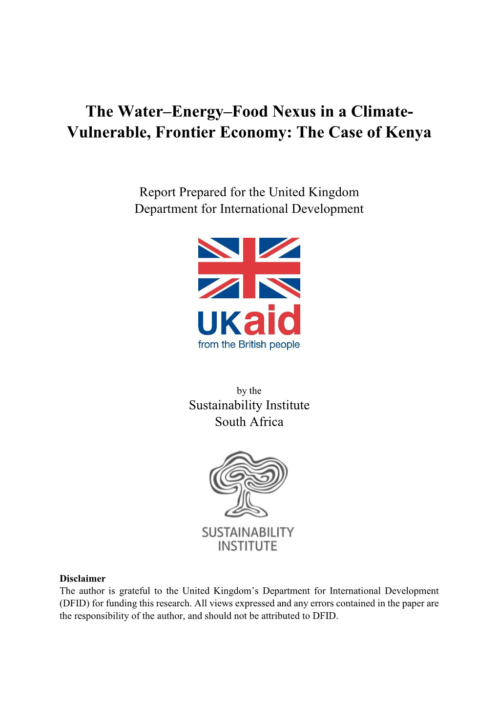 WEF Nexus in Kenya, a Dynamic, Lower-Middle-Income ‘Frontier’ Economy That Is of Particular Interest for Several Reasons