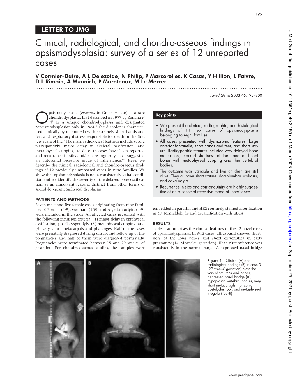 Clinical, Radiological, and Chondro