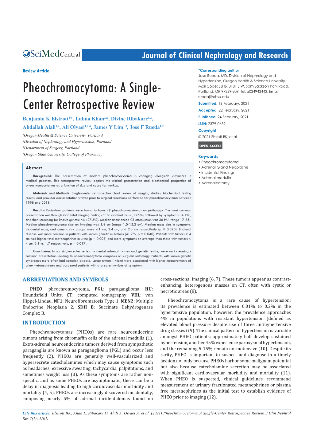 Pheochromocytoma: a Single-Center Retrospective Review