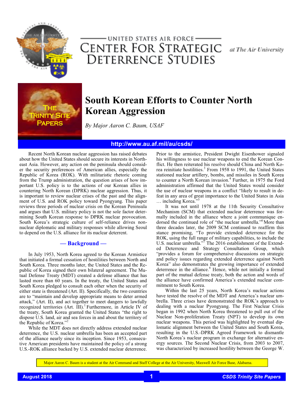 South Korean Efforts to Counter North Korean Aggression