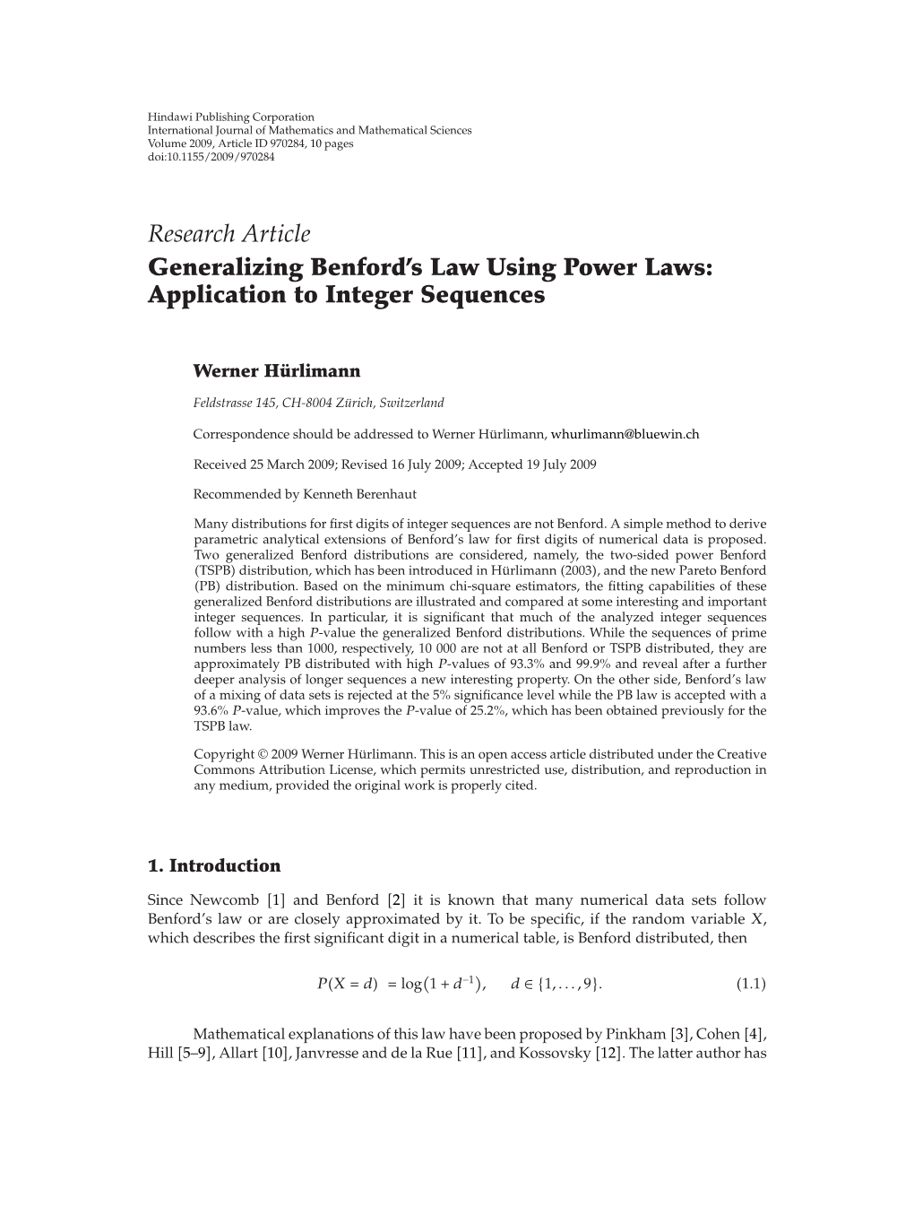 Generalizing Benford's Law Using Power Laws