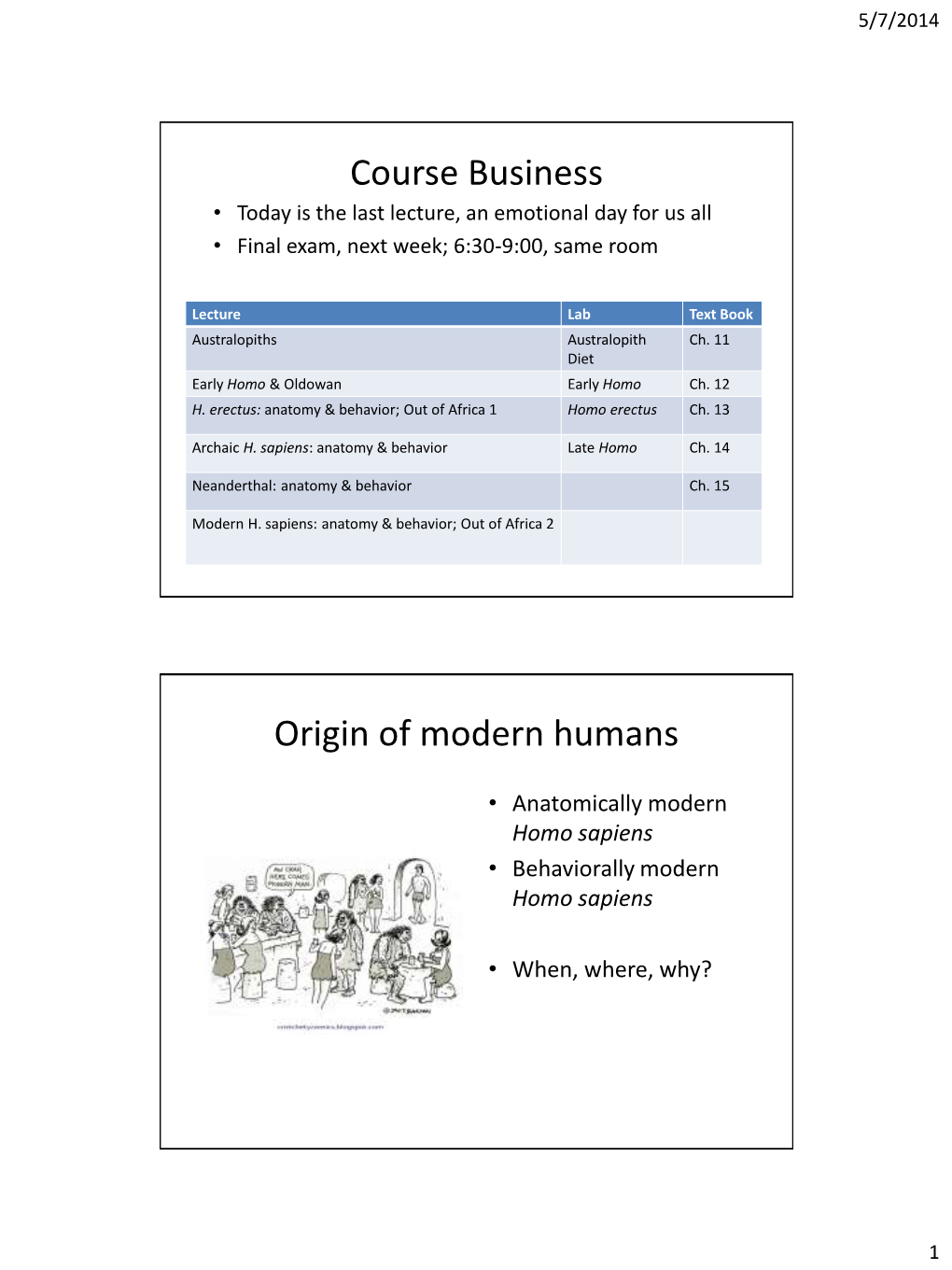 Course Business Origin of Modern Humans