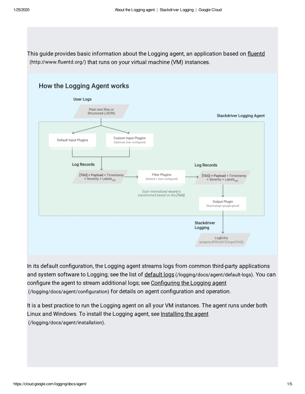 This Guide Provides Basic Information About the Logging Agent, an Application Based on Uentd