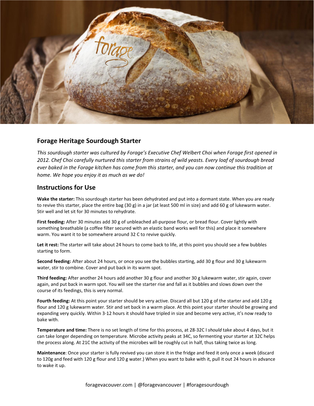 Forage Heritage Sourdough Starter Instructions For