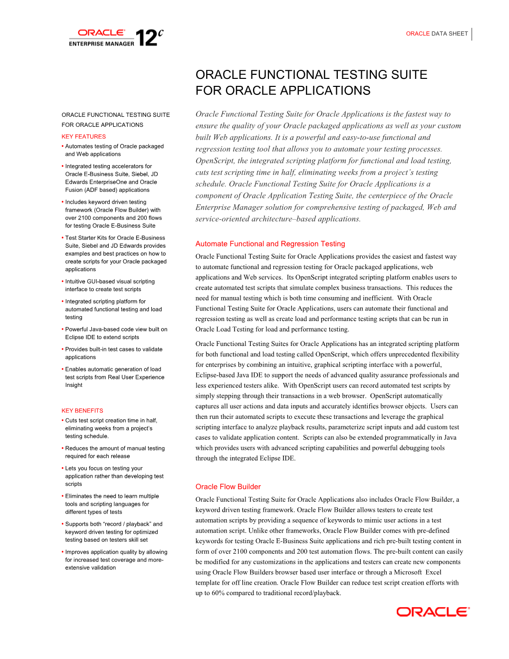 Oracle Functional Testing Suite for Oracle Applications